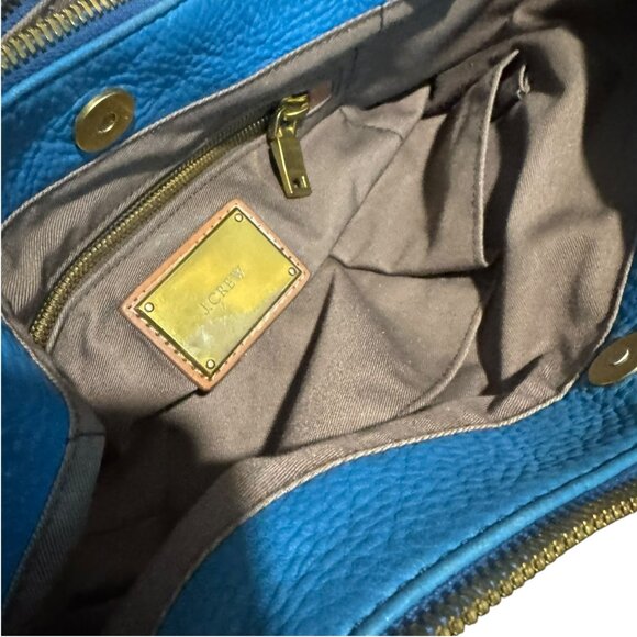 J.Crew Biennial Hobo Pebbled Leather. 100% Leather, Blue. pre owned - Picture 9 of 13
